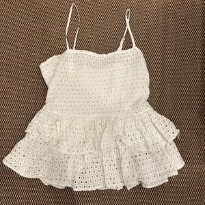 LADIES REBELLION SUMMER TANK TOP WHITE EYELET MEDIUM